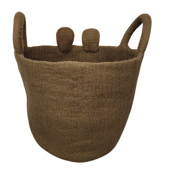 Place & Time Bear Storage Basket Set 100% Wool Nursery Toys Made In Nepal Brown - Picture 14 of 16